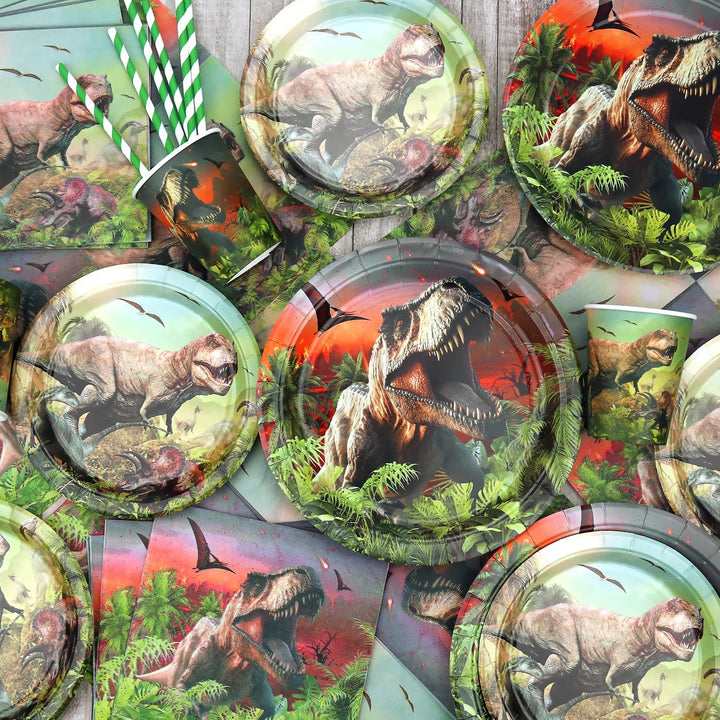 Obussgar Dinosaurier Geburtstag Party Dekorationen - Dinosaurier Party Zubehör einschliesslich Banne