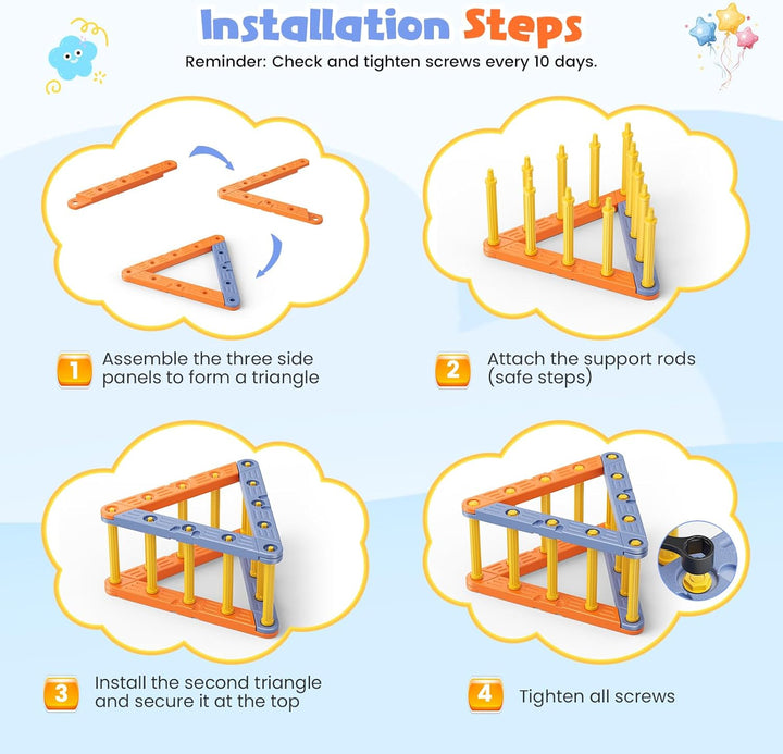 Montessori Indoor Spielset: Plastik Klettergerüst für Kleinkinder und Kinder,Leicht und tragbar, max