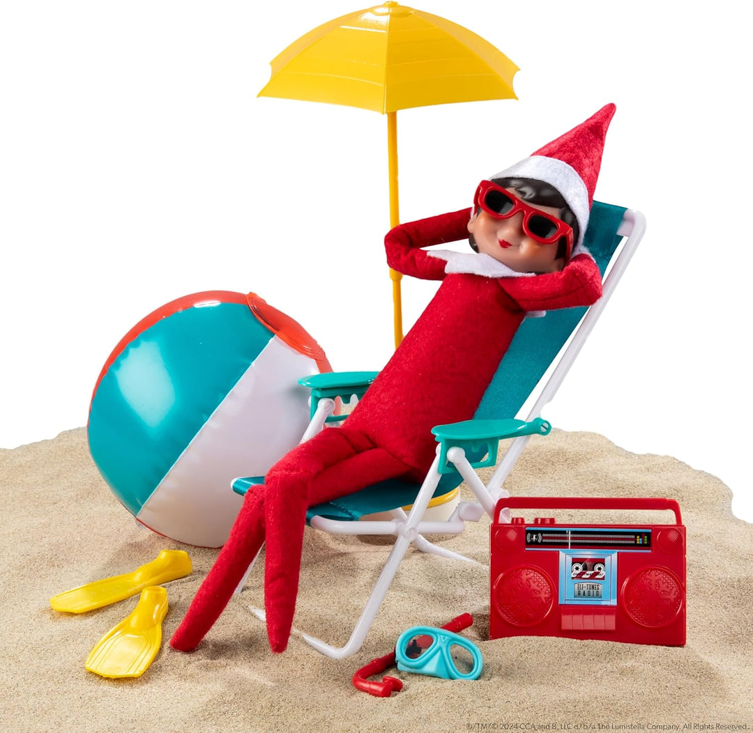 The Elf on The Shelf® Polar Props® Strandurlaub | Komplettes Strand-Set mit Liegestuhl, Schnorchel-A