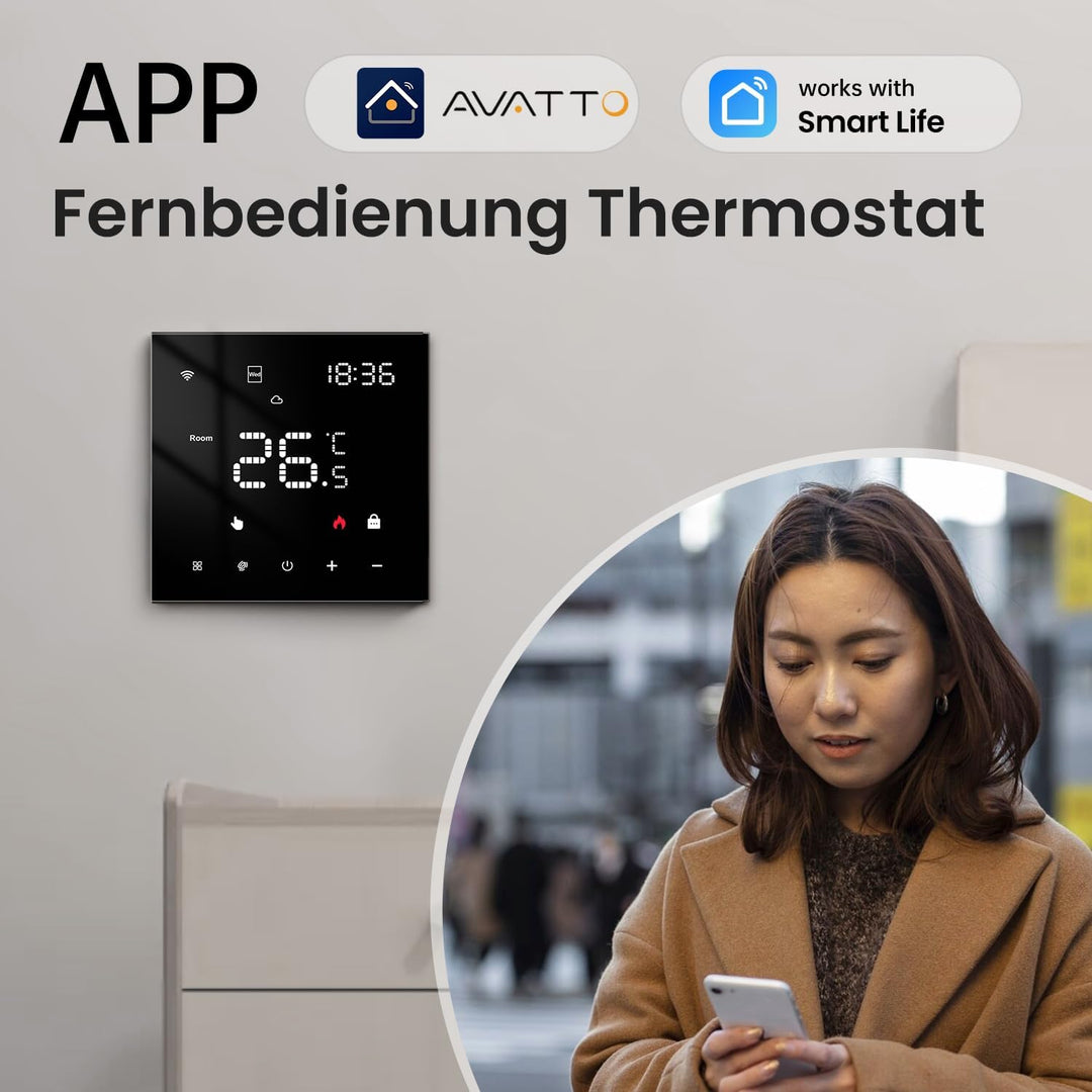 AVATTO Thermostat Für Wasser Fussbodenheizung und Gasboiler，Smart WiFi Thermostat Programmierbar Rau