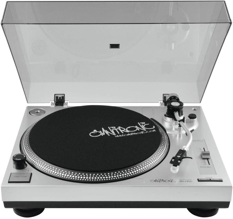 Omnitronic BD-1350 Plattenspieler Silber | Riemengetriebener DJ-Turntable | Lieferung inkl. Tonabneh