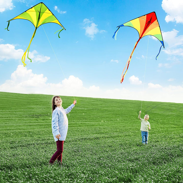 JOYIN 2 Packs grosser Delta-Drachen Grün und Regenbogen Drachen Einfach zu fliegen Riesige Drachen f