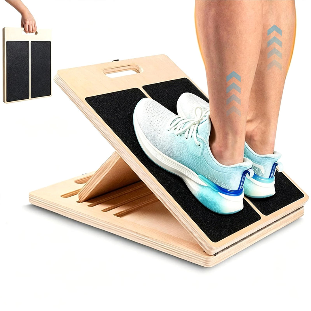 Verstellbares Balance Board aus Massivholz, schräges Dehnbrett, 5-fach verstellbarer Wadentrainer mi