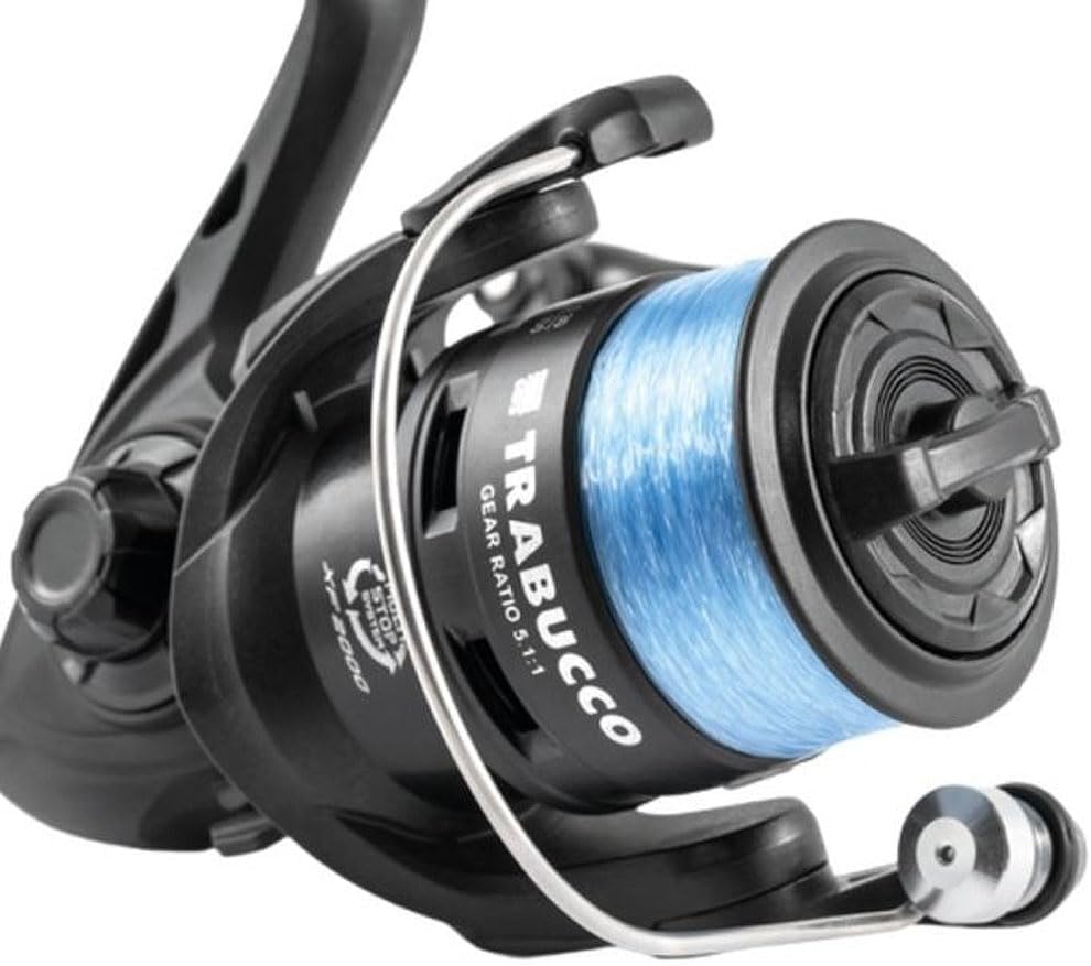 Trabucco Hydrus XF 2000 Angelrolle – Frontbremse, inklusive Faden, Long Cast Spule – für leichtes Sp