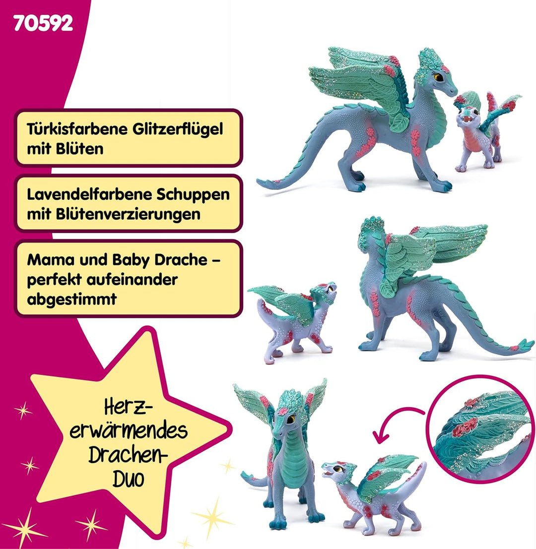 schleich BAYALA 70592 Fliegende Blumen-Drachenmutter und Babydrache Spielset - Drache Mutter und Dra