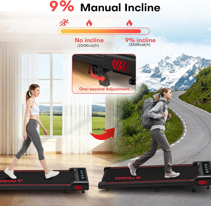 Walking Pad, 4-IN-1 Laufband für Zuhause, 1-10KM/H Laufband Schreibtisch mit 9% Steigung, 2.5HP bürs