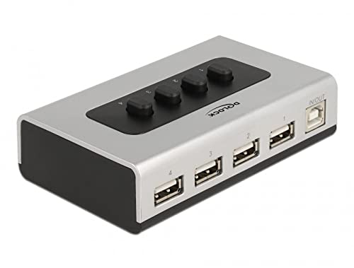 Delock Umschalter USB 2.0 mit 1 x Typ-B Buchse zu 4 x Typ-A Buchse