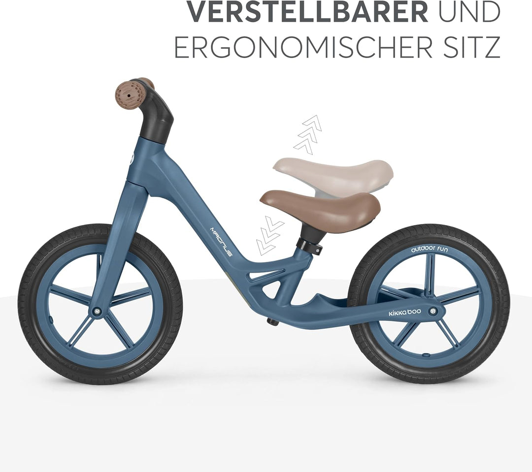 KikkaBoo Magnus Laufrad für Kinder 3–6 Jahre, Leichter Fiberglas Rahmen, Verstellbarer Sitz, rutschf