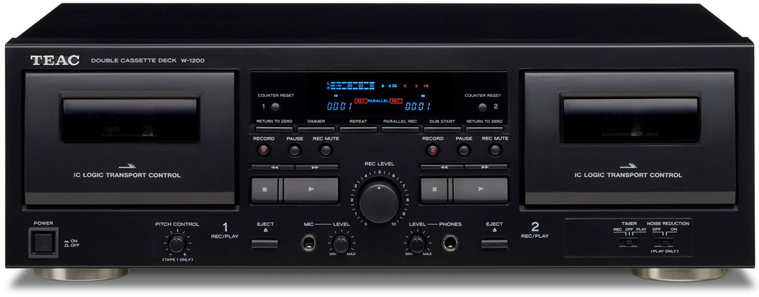 Teac W-1200 Doppel-Kasettendeck (Kassettenspieler zur Aufnahme/Wiedergabe, Mikrofoneingang, USB-Ausg