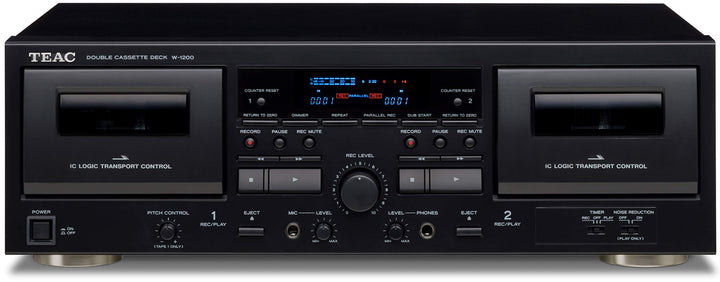 Teac W-1200 Doppel-Kasettendeck (Kassettenspieler zur Aufnahme/Wiedergabe, Mikrofoneingang, USB-Ausg