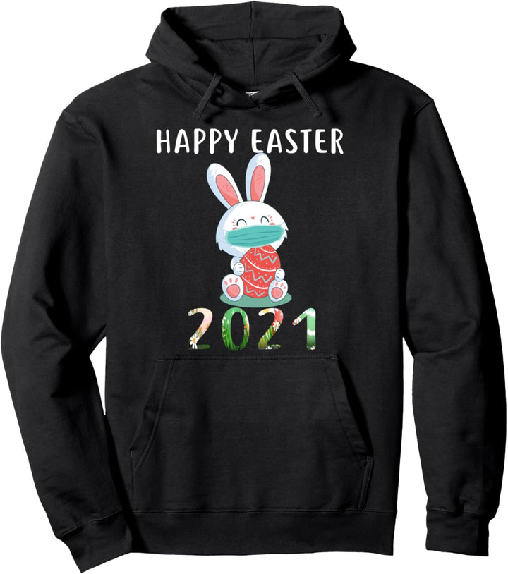 Funny Happy Easter day 2021 Cute Bunny Face Mask Costume Pullover Hoodie