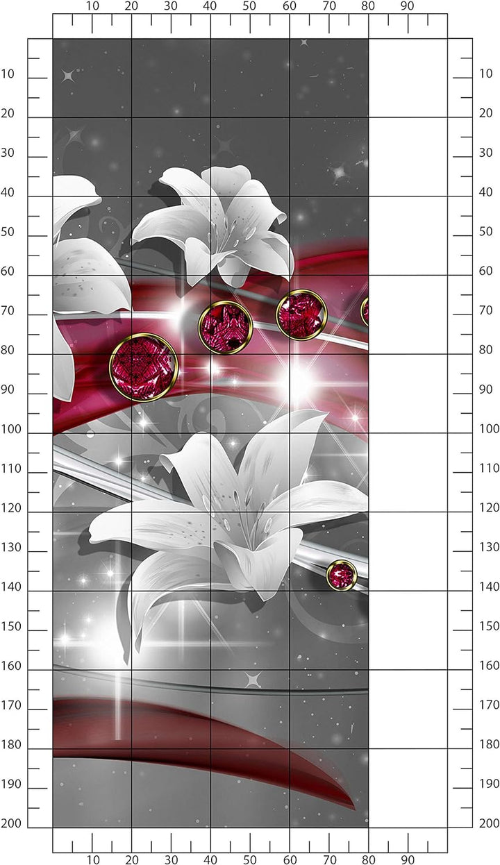wandmotiv24 Türtapete Abstrakt Diamant Lilie 80 x 200cm (B x H) - Dekorfolie selbstklebend Sticker f