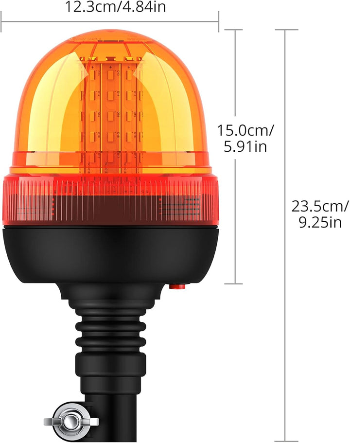 Rundumleuchte 60LED Warnleuchten Justech 2x Rundumkennleuchte LED Amber 12V/24V Blinkleuchte Staubdi