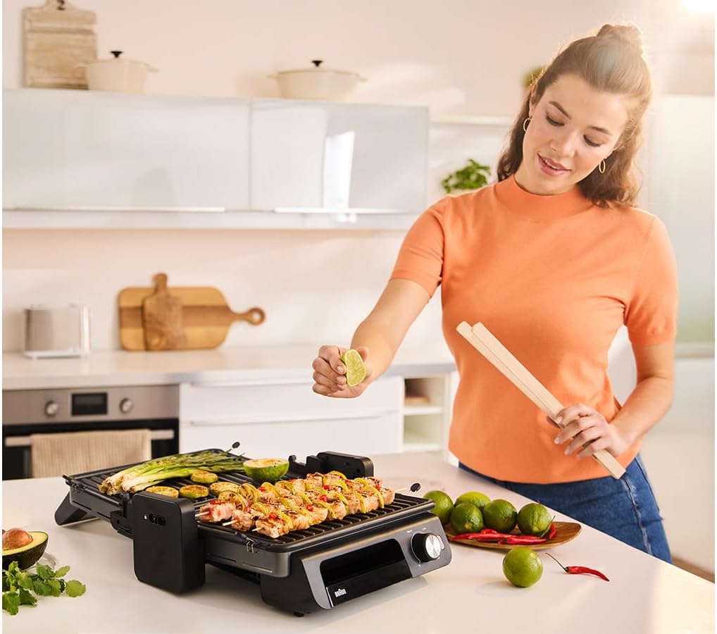 Braun MultiGrill 5 CG5033IGY, 3in1 Grillpositionen (Kontaktgrill, BBQ, Ofen), 230°, abnehmbarer Fett