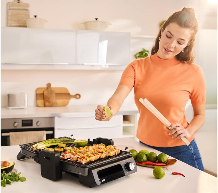 Braun MultiGrill 5 CG5033IGY, 3in1 Grillpositionen (Kontaktgrill, BBQ, Ofen), 230°, abnehmbarer Fett