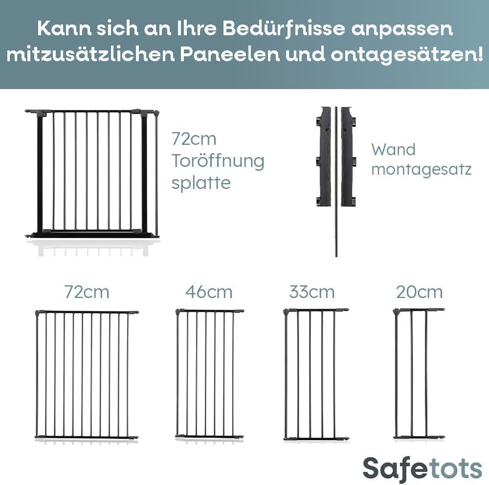Safetots MehrPanel Kaminschutzgitter, 38cm Tief x 138cm Breit, Schwarz, 70cm Hoch, Kinder und Hausti