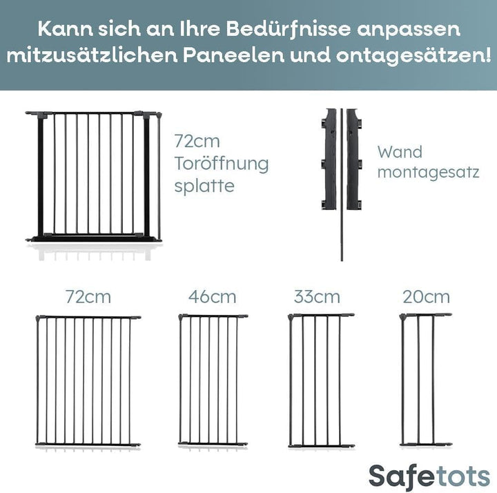 Safetots MehrPanel Kaminschutzgitter, 38cm Tief x 138cm Breit, Schwarz, 70cm Hoch, Kinder und Hausti