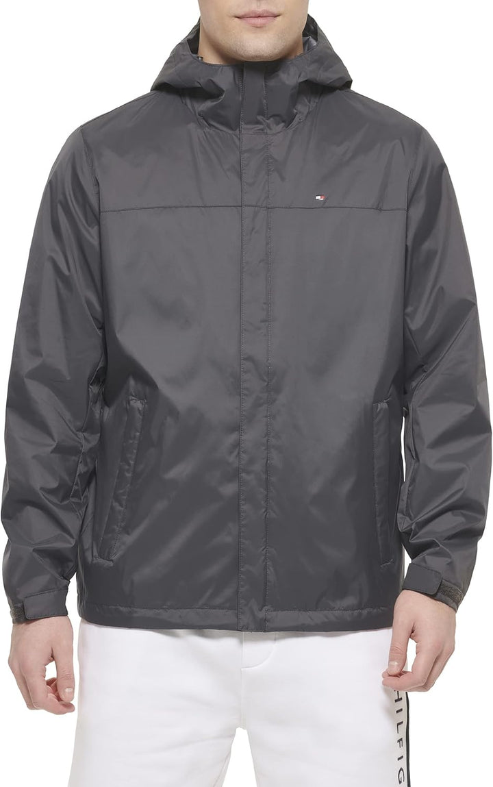 Tommy Hilfiger Herren Lightweight Breathable Waterproof Hooded Rain Jacket Regenmantel XS anthrazit,