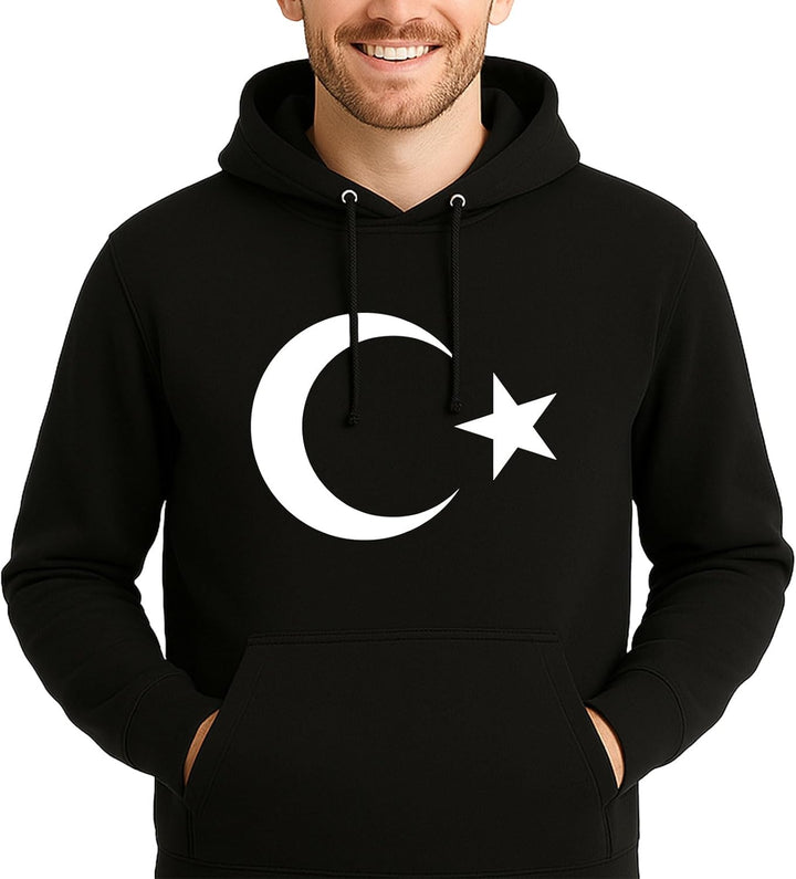 huuraa Unisex Hoodie Türkei Flagge Halbmond und Stern Pullover Vegan Grösse S-3XL mit Motiv für alle