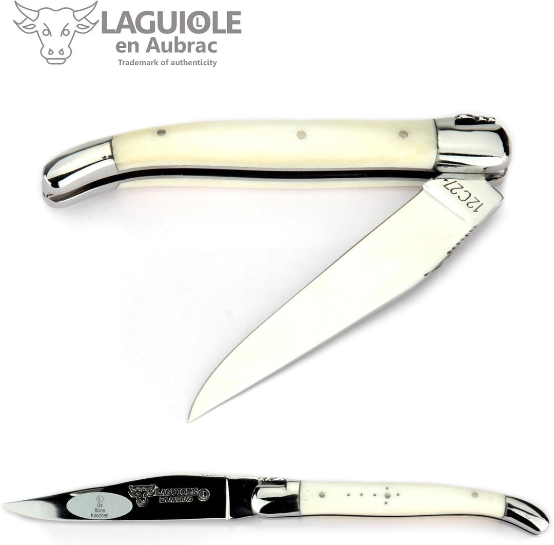 Laguiole en Aubrac Taschenmesser L0211OSIFI 11 cm Griffschalen Knochen Klinge und Backen glänzend