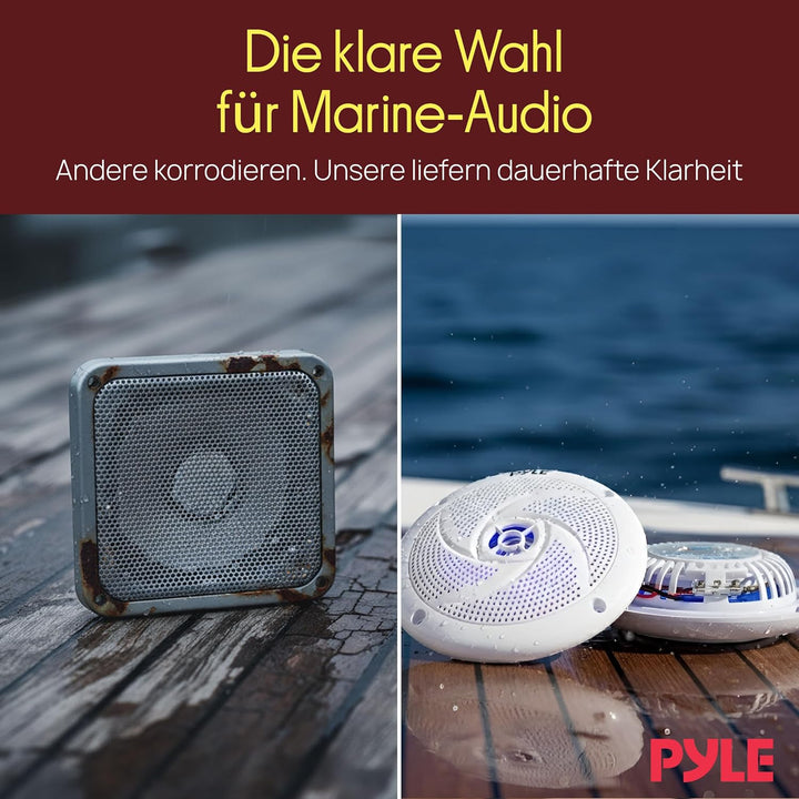 Pyle Marine Speakers - 5.25 Inch 2 Way Waterproof and Weather Resistant Outdoor Audio Stereo Sound S