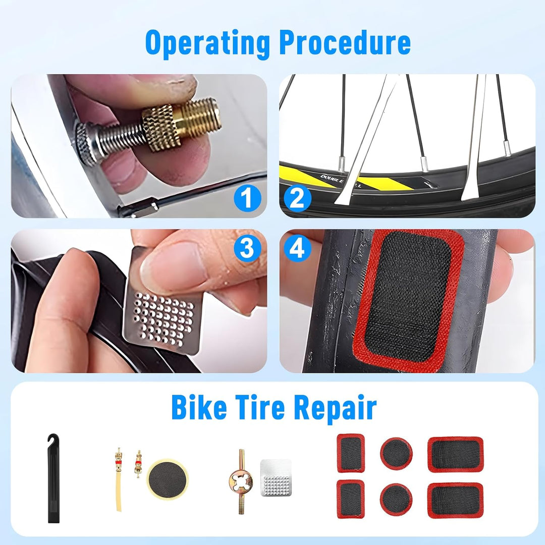 Fahrrad Reparaturset 16-in-1 mit Satteltasche und 120 PSI Mini-Luftpumpe,Flickzeug Fahrrad Multitool