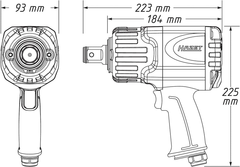 HAZET Druckluft-Schlagschrauber (1“-Vierkantabtrieb, max. Lösemoment: 4100 Nm, kompakte Abmessungen: