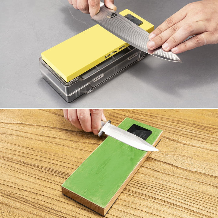 SHARPAL 196N 2er-Pack 4-in-1 Wetzstein Messer Schleifhilfe zum Schärfen von Messern per Schleifstein