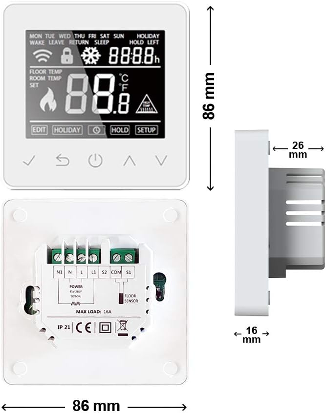 WLAN-Thermostat ThermoLife ET61W - Digitales Raumthermostat programmierbar mit Internem Temperaturse
