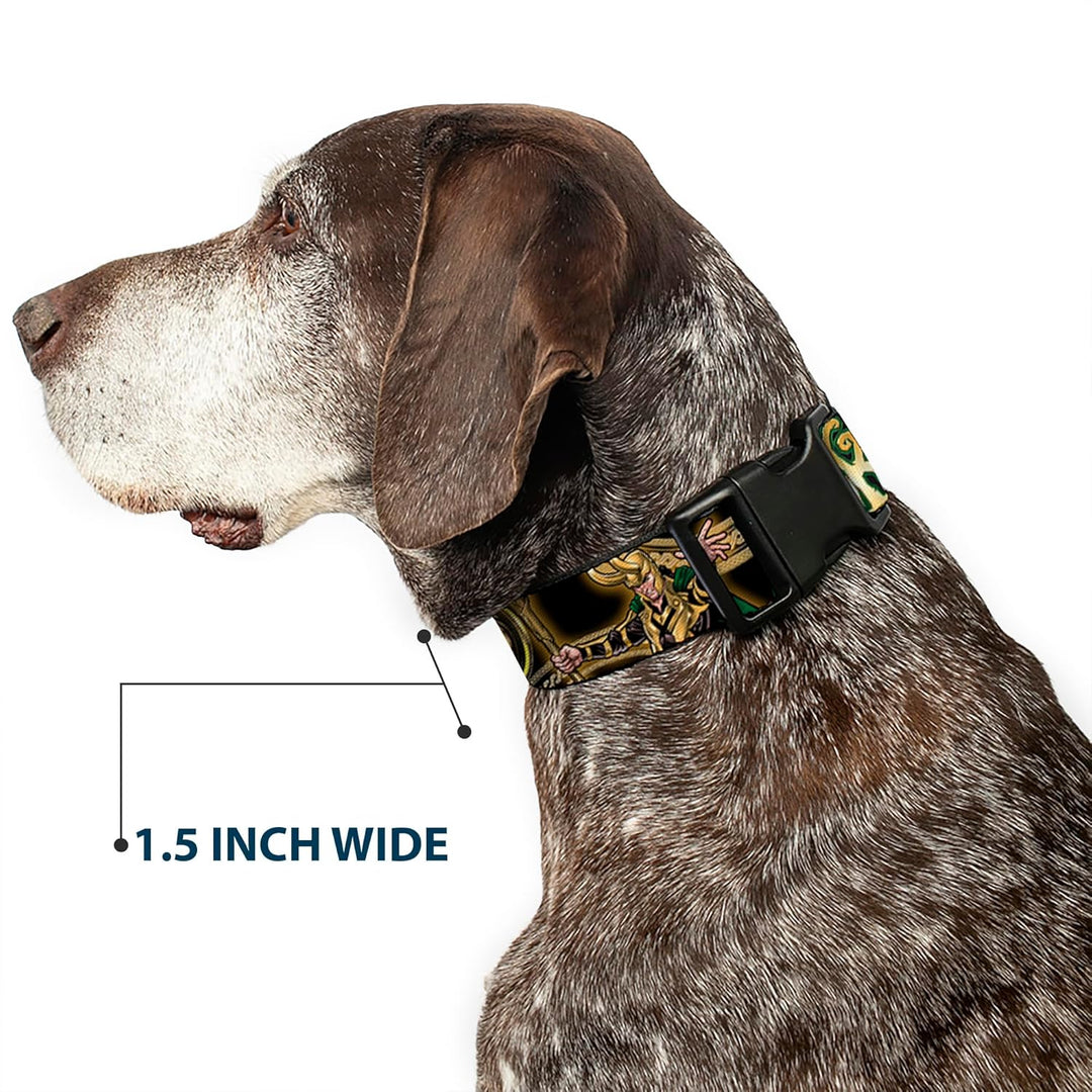 Hundehalsband, Kunststoff, mit Clip, Loki-Posen, Schwarz, Gold, Grün, 38,1 bis 66 cm, 2,5 cm breit 1