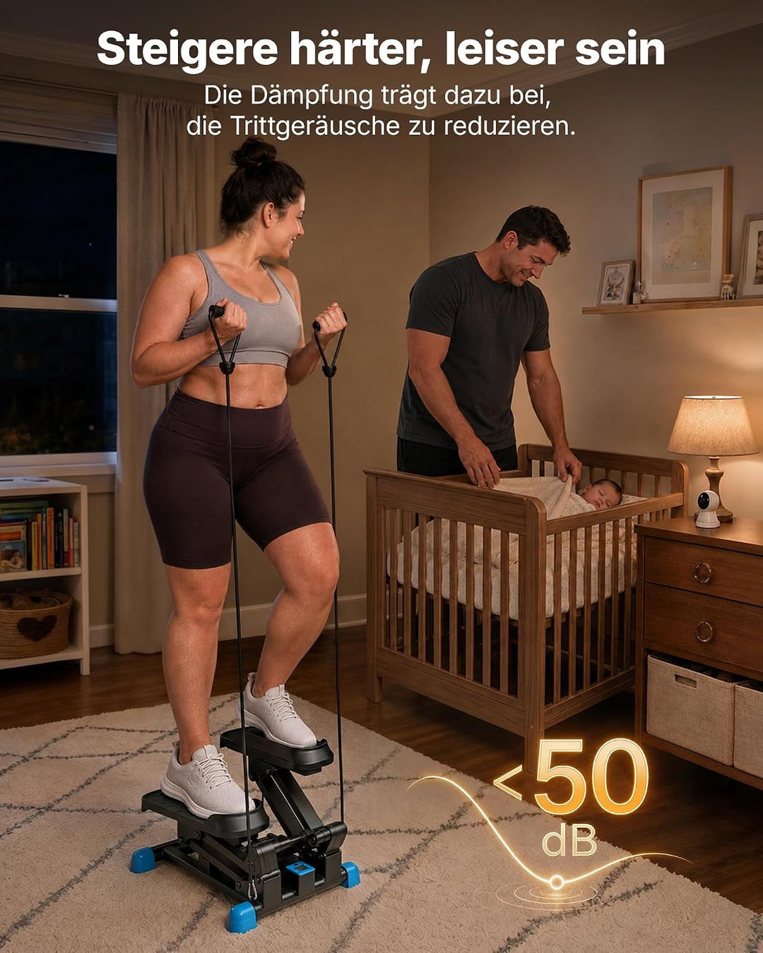 MERACH 3-in-1 Mini-Stepper für Zuhause Mit grosser Schritt &amp; Dämpfung | 6X Stärkeres Brennen Mit 12"