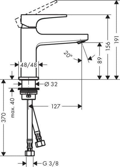 hansgrohe Wasserhahn Metropol, wassersparende Armatur mit langem Auslauf 127mm und Höhe 100mm mit Pu