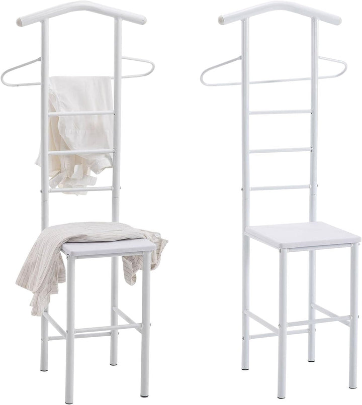 CARO-Möbel Herrendiener JIVO Kleiderständer Garderobenständer im 2er-Set, Metall Weiss und MDF in We