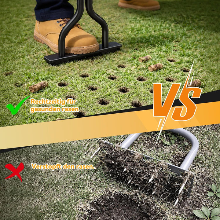 Rasenlüfter für Garten, Aerifizierer für Rasen mit 5 Löchern und rutschfestem Gummigriff, Manueller