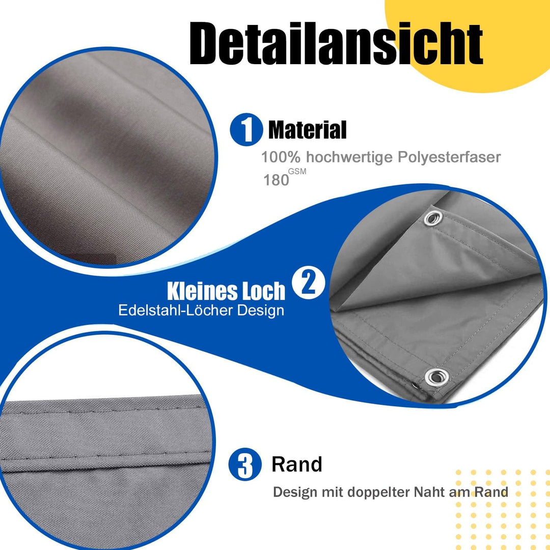 Sonnensegel mit Befestigungsseile, Sonnenschutz Wasserdicht, UV-Schutz Windschutz, Sonnensegel Polye