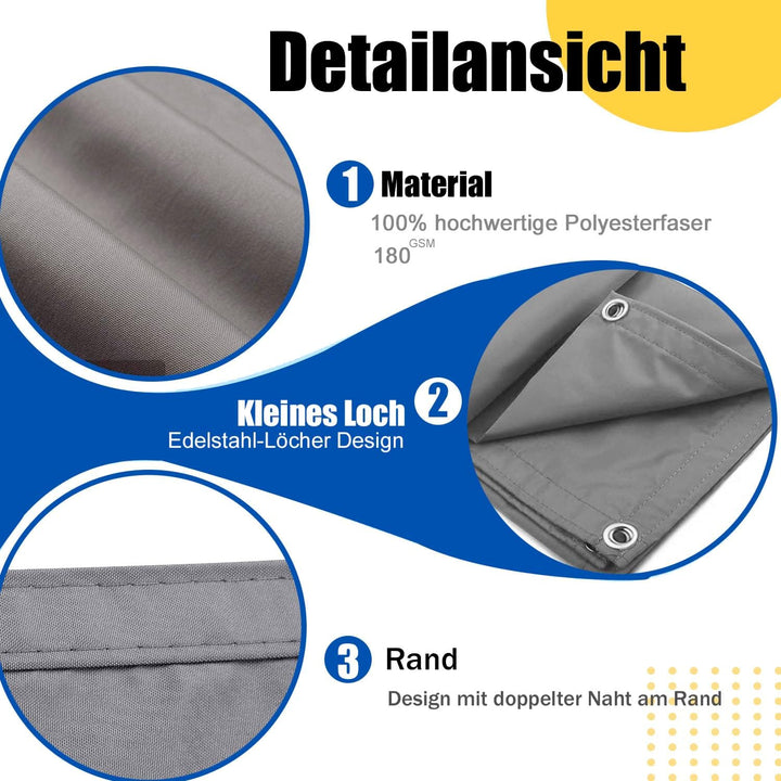 Sonnensegel mit Befestigungsseile, Sonnenschutz Wasserdicht, UV-Schutz Windschutz, Sonnensegel Polye