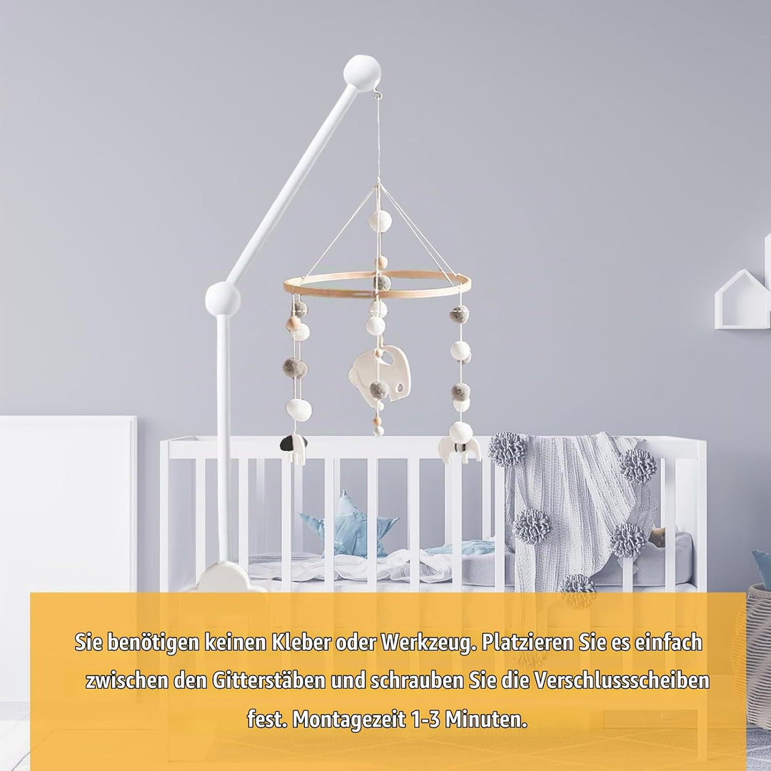 Baby Mobile Halterung Holz Weiss Wolken: Nizirioo Mobile Halterung Babybett Klingelhalterung mobile