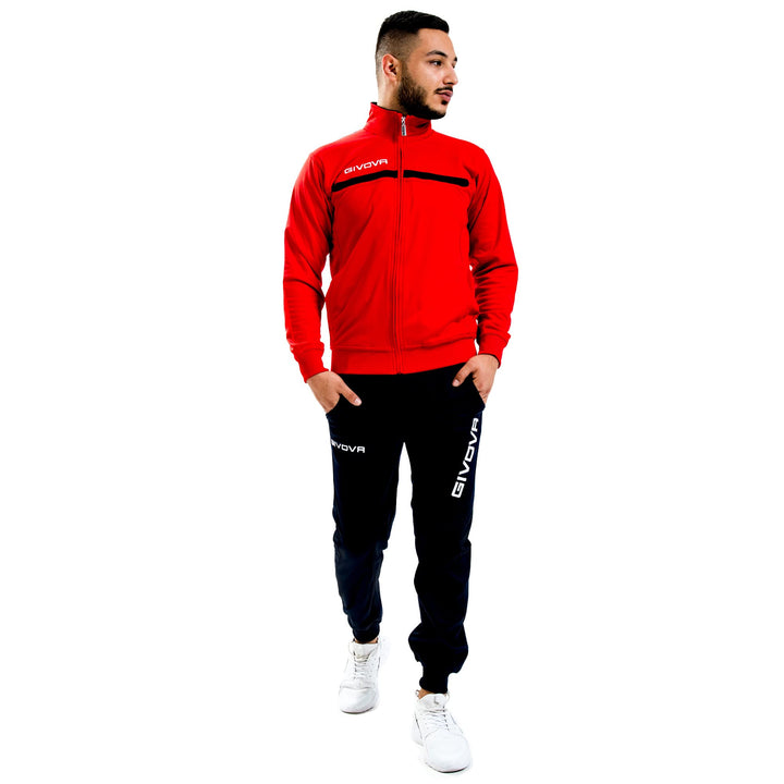 Givova, anzug givova eins full zip, rot/schwarz, 2XS