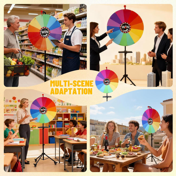 60 cm Glücksrad zum Drehen Gross, Glücksrad zum Delbstgestalten, mit 360°-Drehrollen, 14 Anpassbare