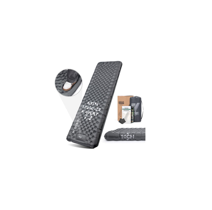HIKENTURE Isomatte Camping R-Wert 7,3 mit Fusspumpe, 10CM Ultradicke Isomatte 210x64cm, Warme Schlaf