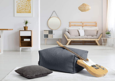 mokebo Pouf oder Hocker aus Recyclingstoff 'Der Ruhestifter', Sitzhocker oder Sitzpouf mit EPS-Perle