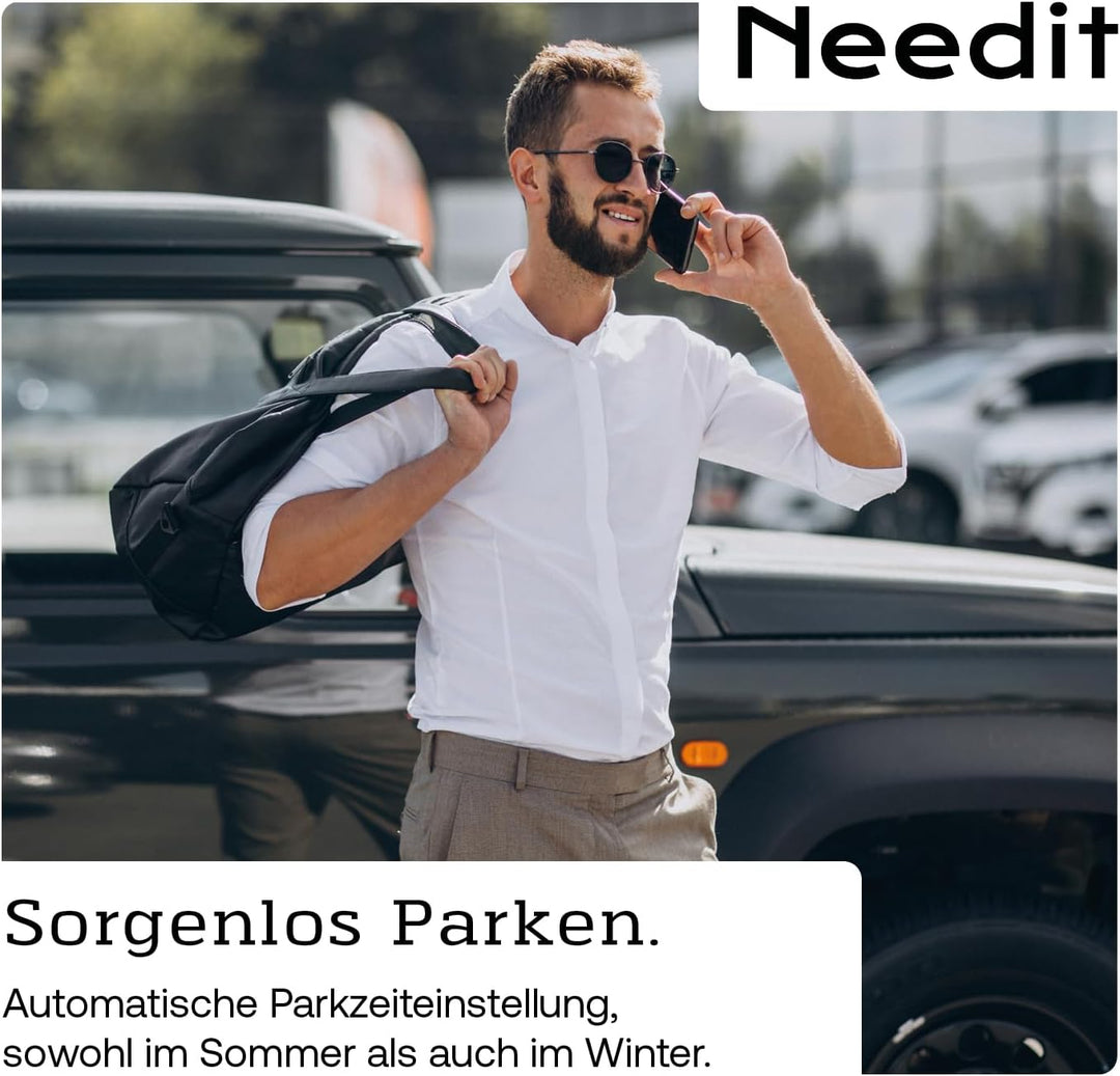 2X Needit Park Micro elektronische Parkscheibe mit Zulassung I Die kleinste Parkscheibe der Welt | D