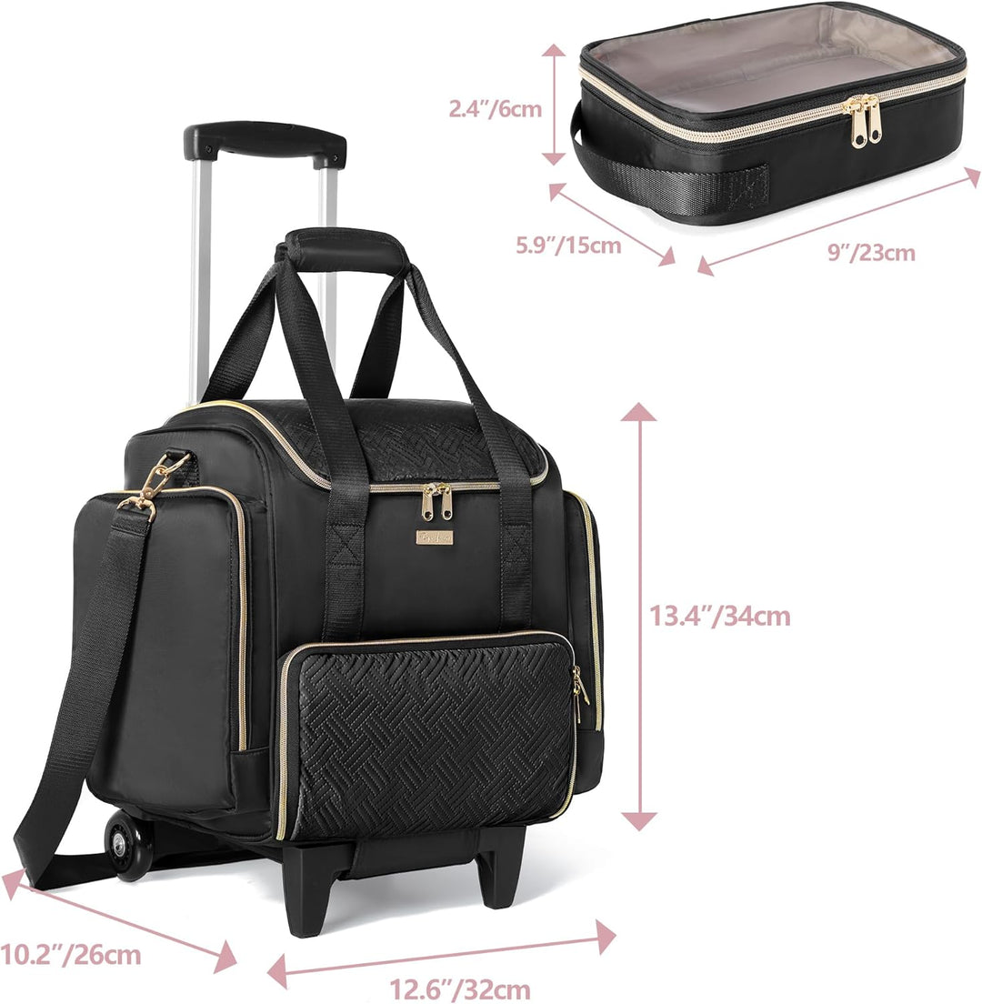 Rollbare Make-up Tasche mit 4 Einzelnen Koffern, professioneller Makeup Koffer mit Rollen Reisetasch