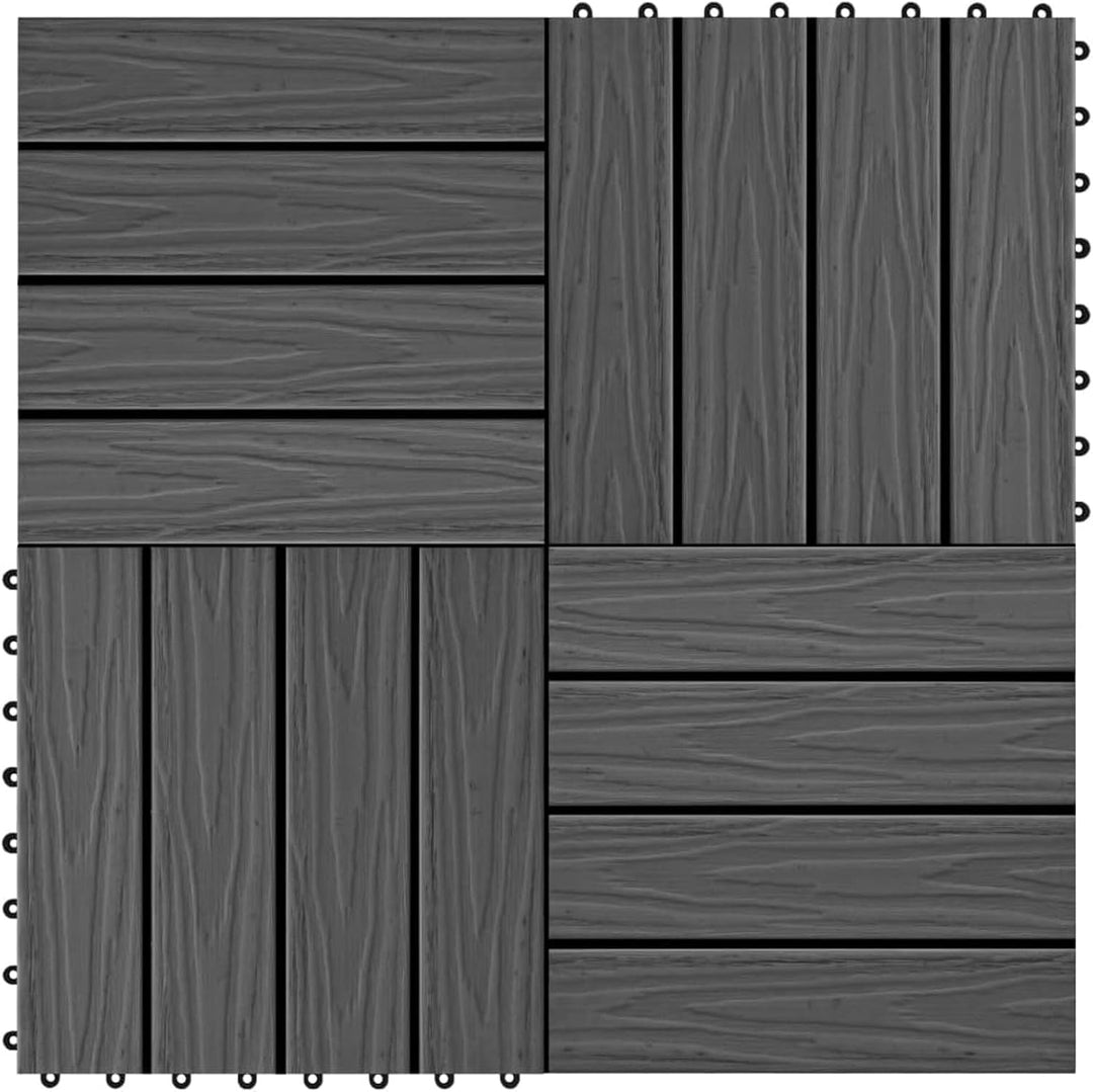 Festnight WPC Terrassendielen Terrassenplatten 30x30 cm 11er Spar Set für 1m² Schwarz in Holzoptik f