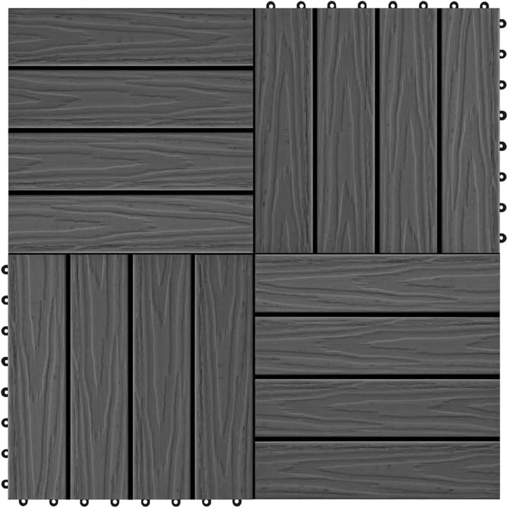 Festnight WPC Terrassendielen Terrassenplatten 30x30 cm 11er Spar Set für 1m² Schwarz in Holzoptik f