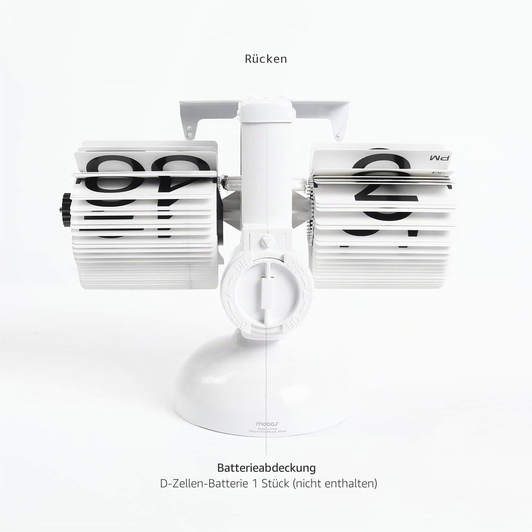 mooas Flip Schreibtischuhr (weiss) Retro Vintage Design Auto Flip Clock Schreibtischuhr Tischuhr Gro