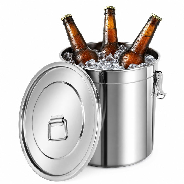 buedmsk Edelstahl Getreidebehälter 6L/12L/21L/33L Edelstahl Aufbewahrungseimer mit Deckel und Griff,