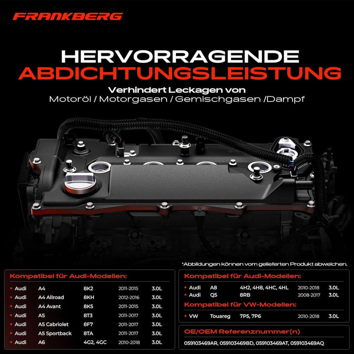 Frankberg Zylinderkopfhaube Diesel Kompatibel mit A4 8K2 8KH 8K5 2011-2016 A5 8T3 8F7 8TA 2011-2017