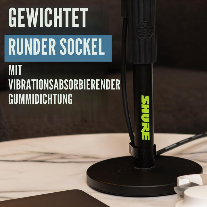 Shure by Gator Höhenverstellbarer Desktop-Mikrofonständer mit 6"-Rundsockel, schwarz (SH-DESKTOP1),
