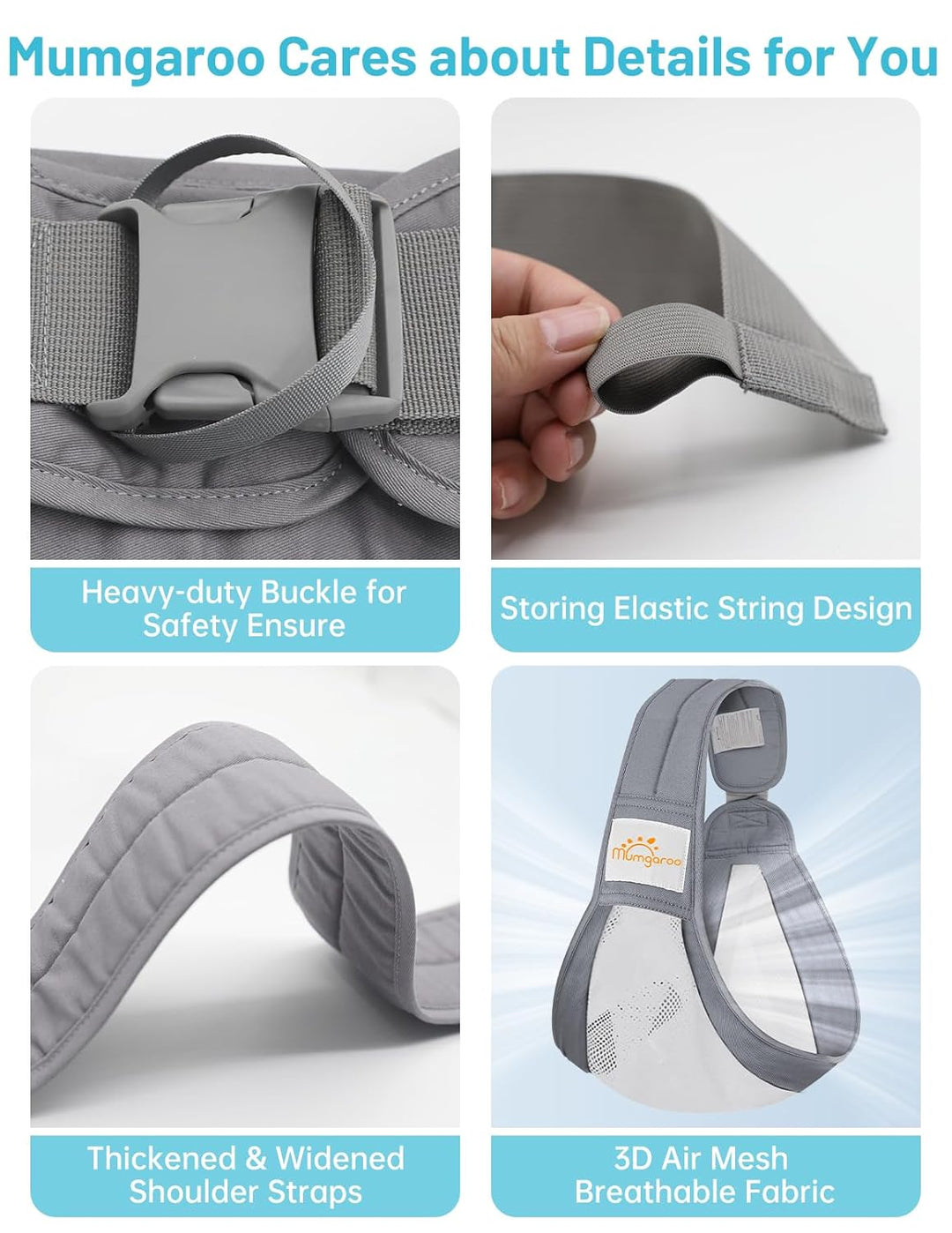 Tragetuch Baby, Mumgaroo Babytrage Neugeborene ab Geburt, On the Go Multifunktionale, für Babys von